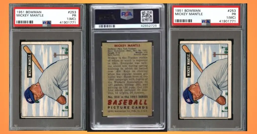 1951 Bowman Mickey Mantle RC Baseball Card 253 graded PSA 8 NM MT 