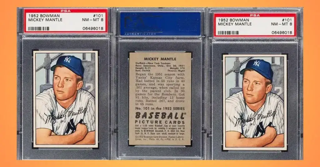 1952 Bowman Mickey Mantle Baseball Card 101 graded PSA 8 NM MT