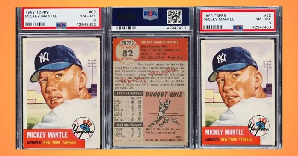 1953 Topps Mickey Mantle Baseball Card 82 graded PSA 8 NM MT