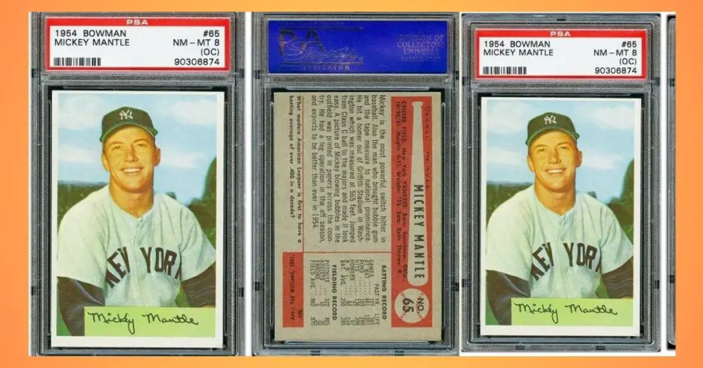 1954 Bowman Mickey Mantle Baseball Card 65 graded PSA 8 NM MT