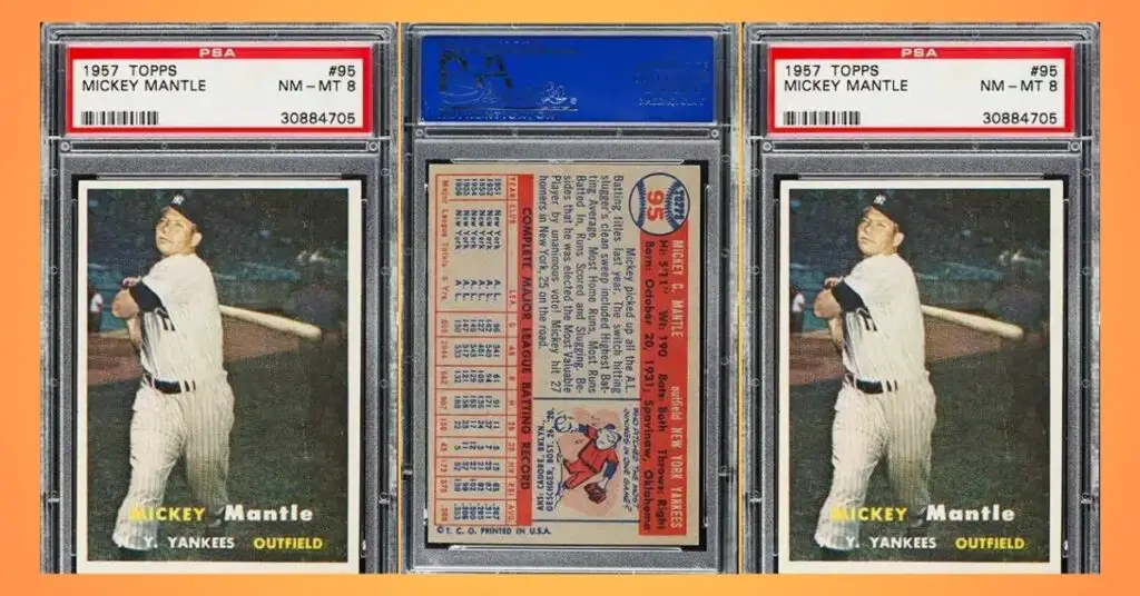 1957 Topps Mickey Mantle Baseball Card 95 graded PSA 8 NM MT