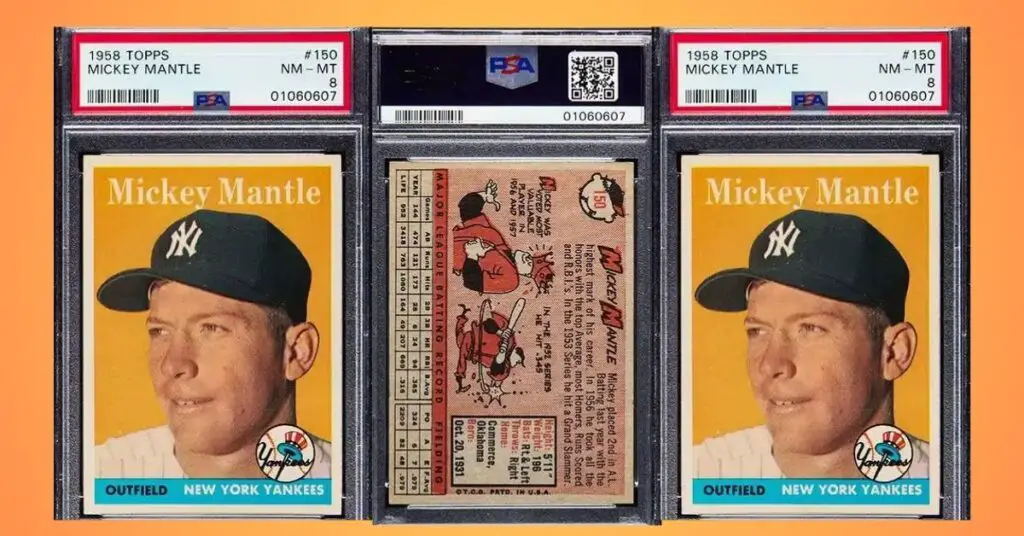 1958 Topps Mickey Mantle Baseball Card 150 graded PSA 8 NM MT