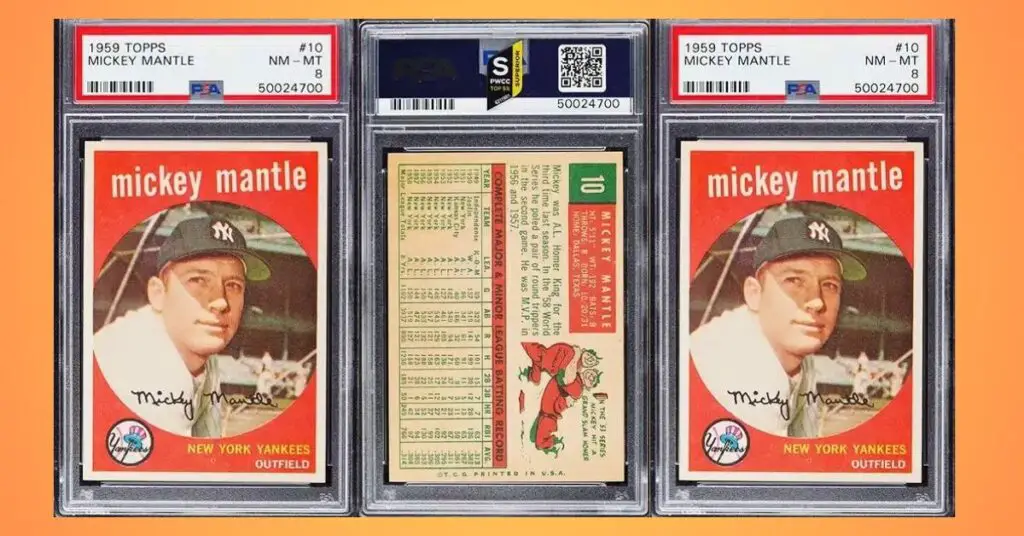 1959 Topps Mickey Mantle Baseball Card 10 graded PSA 8 NM MT