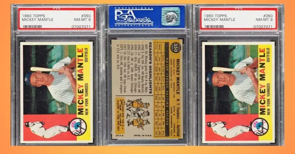 1960 Topps Mickey Mantle Baseball Card 350 graded PSA 8 NM MT