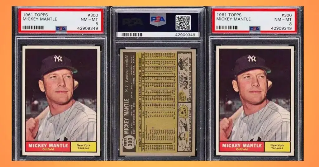 1961 Topps Mickey Mantle Baseball Card 300 graded PSA 8 NM MT