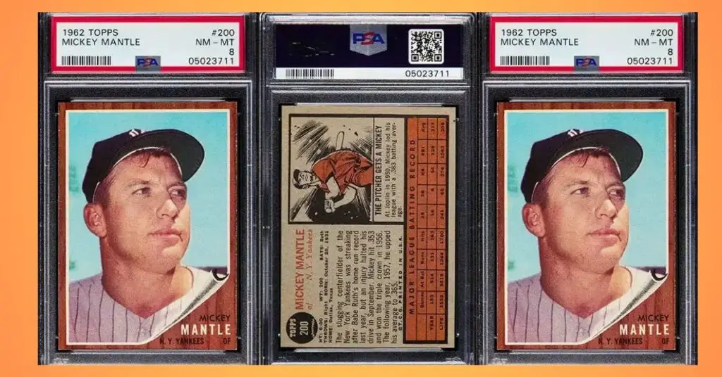 1962 Topps Mickey Mantle Baseball Card 200 graded PSA 8 NM MT