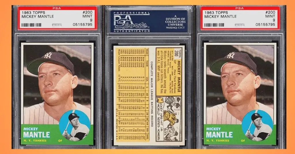 1963 Topps Mickey Mantle Baseball Card 200 graded PSA 9