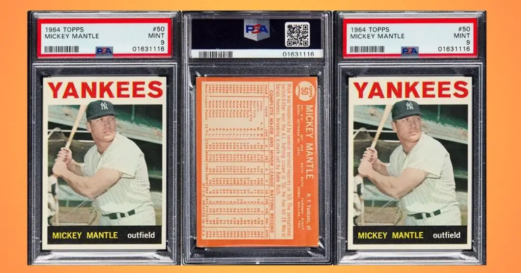 1964 Topps Mickey Mantle Baseball Card 50 graded PSA 9