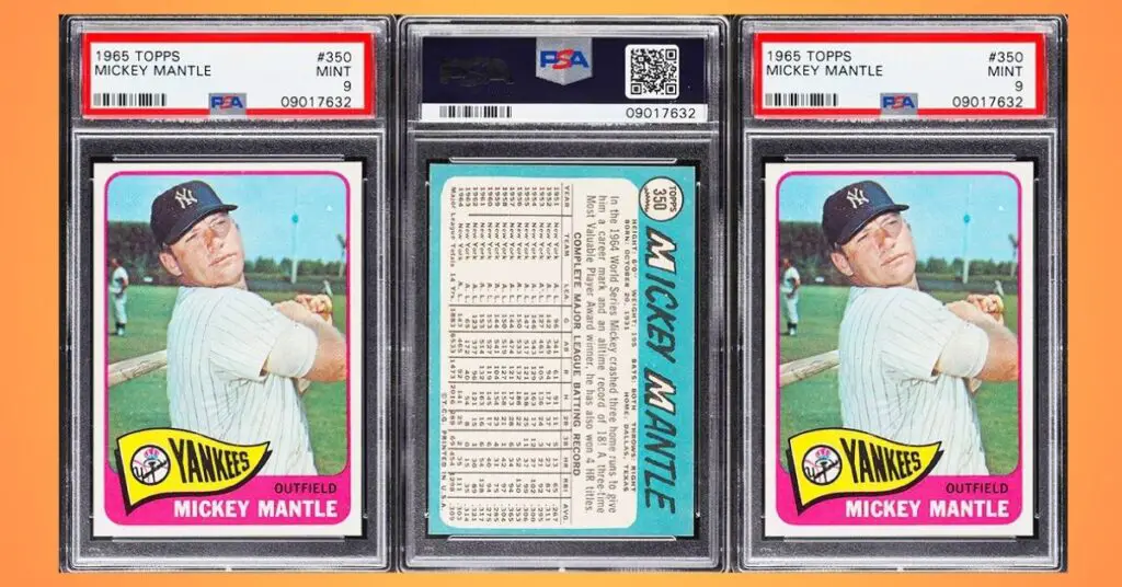 1965 Topps Mickey Mantle Baseball Card 350 graded PSA 9