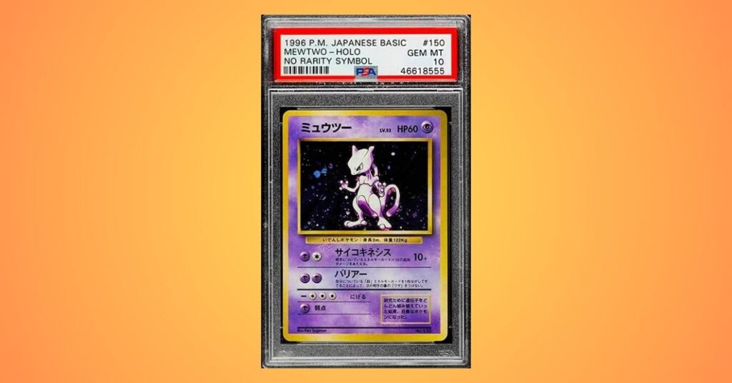 1996 Japanese No Rarity Symbol Mewtwo Pokemon card Holographic #150