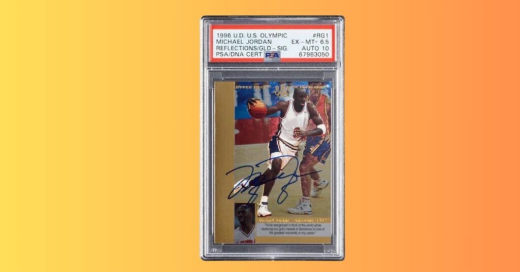  1996 Upper Deck U.S. Olympic Champions Michael Jordan Reflections of Gold-Signatures