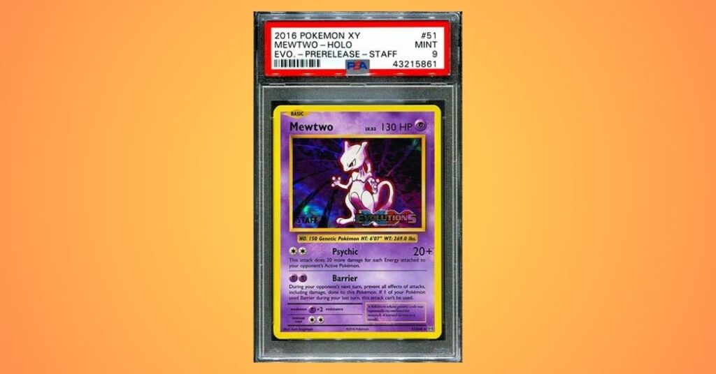 2016 XY Evolutions Staff Pre-release Mewtwo Pokemon Card Holographic #51