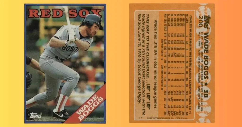 1988 Topps 200 Wade Boggs Baseball Card