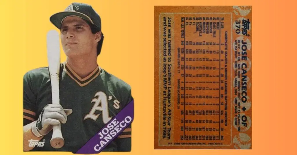 1988 Topps 370 Jose Canseco baseball card