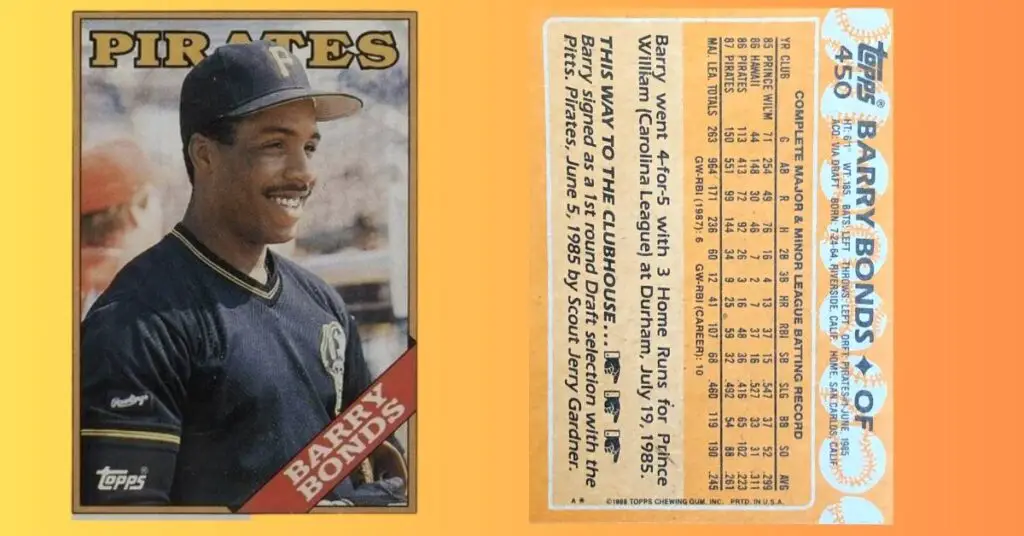 1988 Topps 450 Barry Bonds baseball card