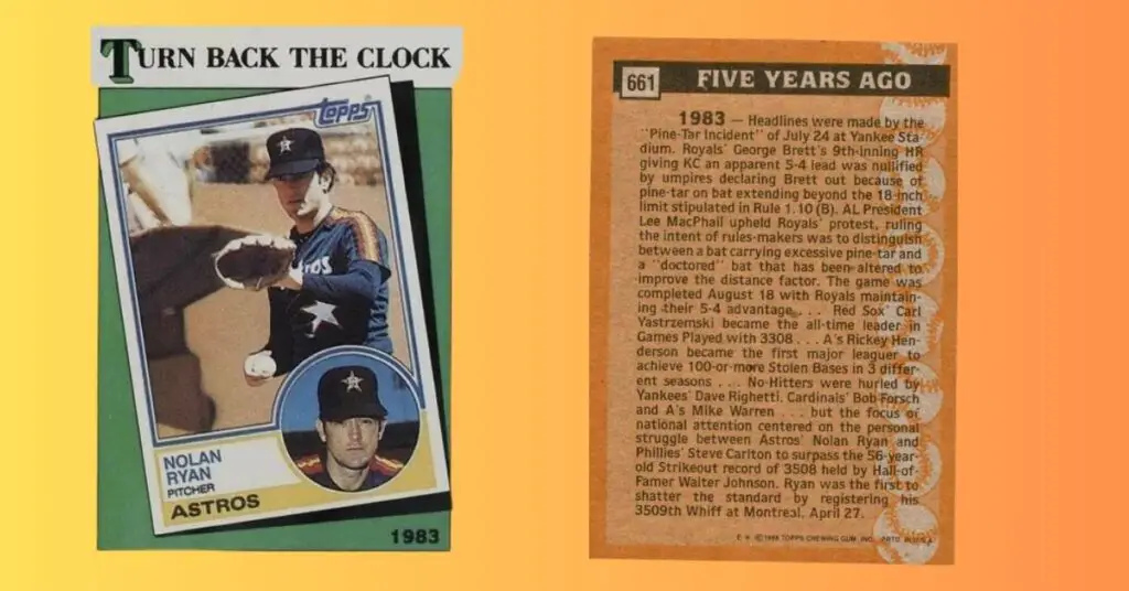 1988 Topps 661 Nolan Ryan Turn Back The Clock baseball card